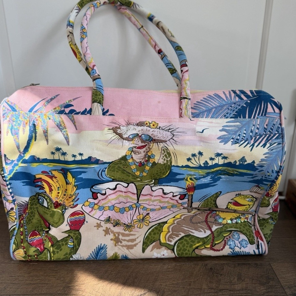 Cappelli Straworld Tote Bag Womens Large Tropical Sea Turtle Beach Canvas